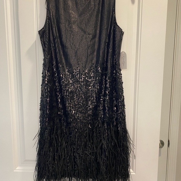 Jessica Simpson Sequin Feather Black Dress Party Cocktail size 10 NWTs - Picture 7 of 16